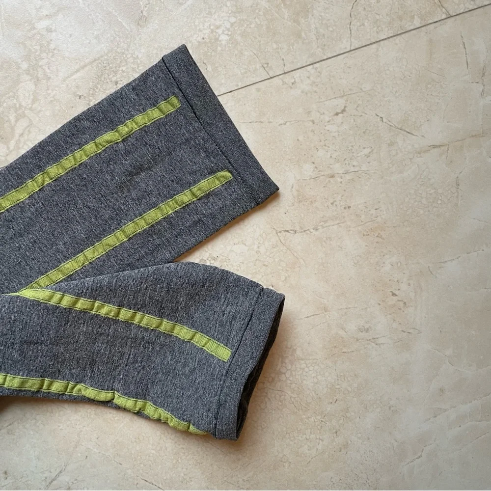 Falke Footless Tights In Gray with Green Stripes Size Medium NWOT